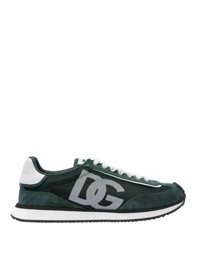 Dolce & Gabbana Multicolor Suede And Mesh Dg Aria Sneakers In Green