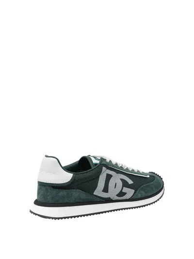 Dolce & Gabbana Multicolor Suede And Mesh Dg Aria Sneakers In Green