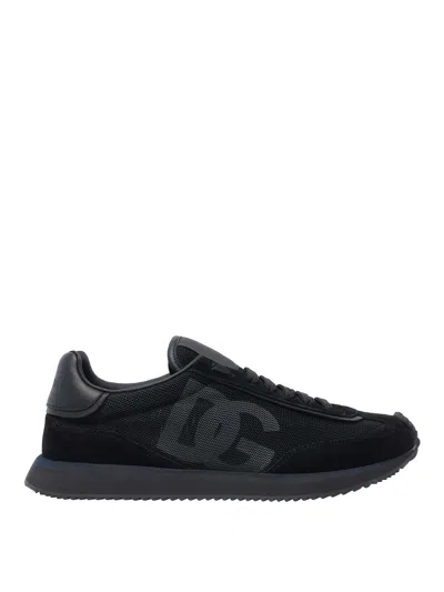 Dolce & Gabbana Low Top Sneakers Featuring Suede Accents In Negro