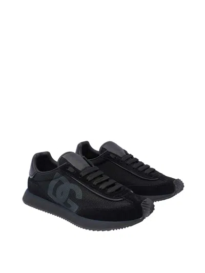 Dolce & Gabbana Low Top Sneakers Featuring Suede Accents In Negro