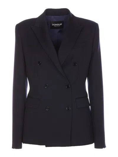 Dondup Double Breasted Jacket In Azul