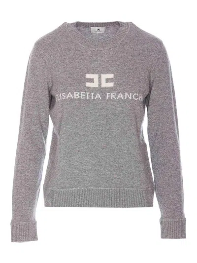 Shop Elisabetta Franchi Logo Sweater In Gris