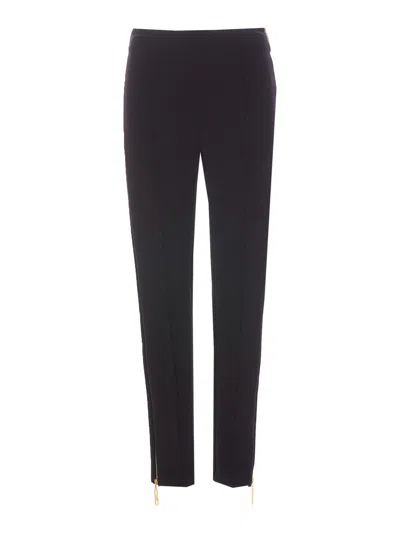 Elisabetta Franchi Tailored Trousers With Gold Zipper Accents In Black