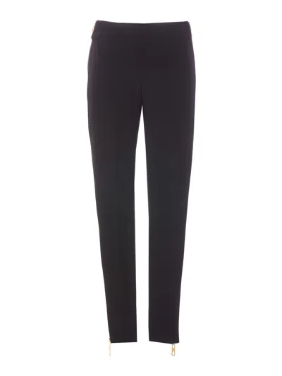 Elisabetta Franchi Tailored Trousers With Gold Zipper Accents In Black