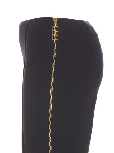 Elisabetta Franchi Tailored Trousers With Gold Zipper Accents In Black