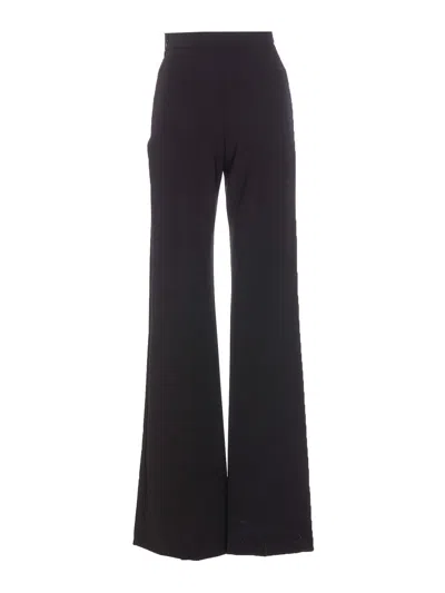 Elisabetta Franchi Palazzo Pants With Logo Belt In Negro