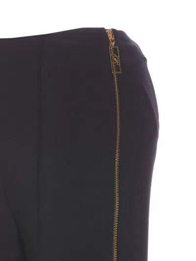 Elisabetta Franchi Tailored Trousers With Gold Zipper Accents In Black