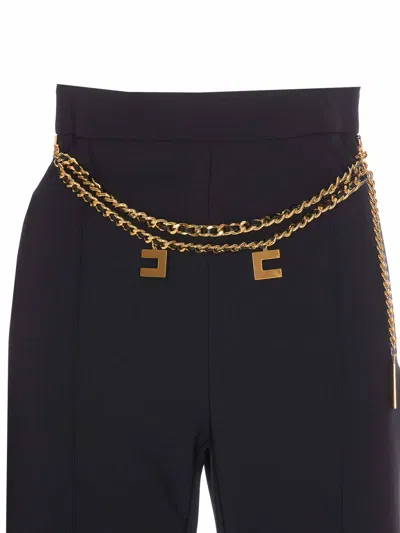 Elisabetta Franchi Palazzo Pants With Logo Belt In Negro