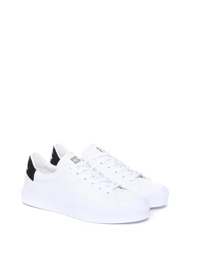 Givenchy Men Leather Sneakers With 4g Metal Logo In Blanco
