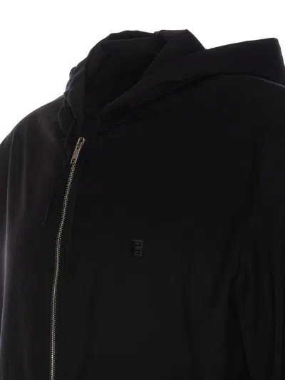 Givenchy Zipped Hoodie In Wool With 4g Detail In Negro