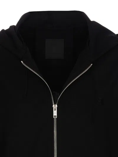 Givenchy Zipped Hoodie In Wool With 4g Detail In Negro