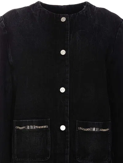 Givenchy Jacket In Denim With Chains Detail In Negro
