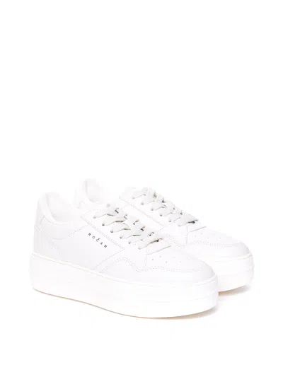Hogan Skyscraper Leather White Sneakers In Blanco