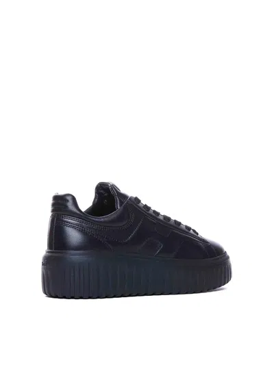 Hogan H-stripes Allacciato H Leather Sneakers In Negro
