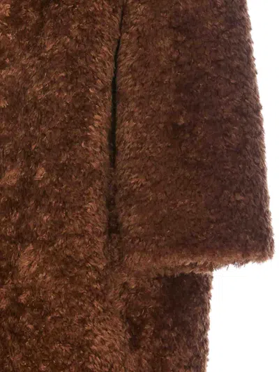 Herno Curly Faux Fur Coat In Marrón