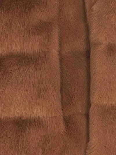 Herno Down Cape Style Jacket With Fur Effect In Marrón