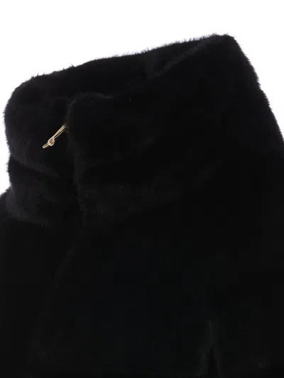 Herno Fur Effect Cape Jacket In Negro