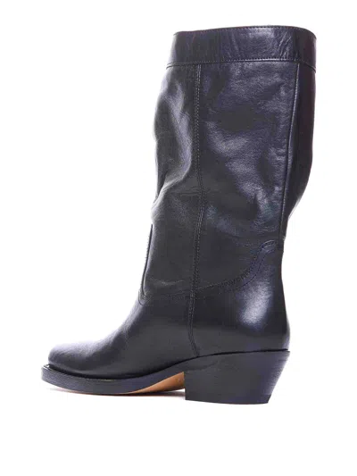 Isabel Marant 'ademe' Black Biker Boots With Buttons In Negro