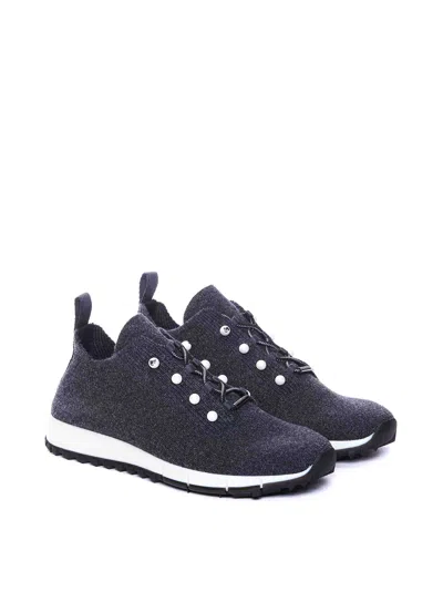 Jimmy Choo Low Top Sneakers With Pearls And Knitted Upper In Negro