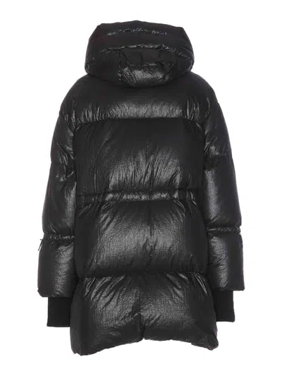 Moorer Hooded Padded Jacket With Snap Button Pockets In Negro