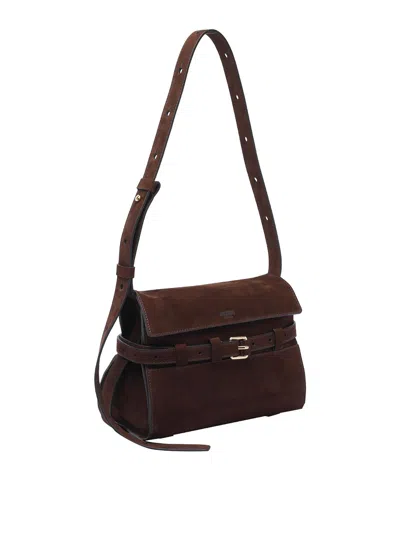 Moschino Leather Shoulder Bag With Belt In Marrón