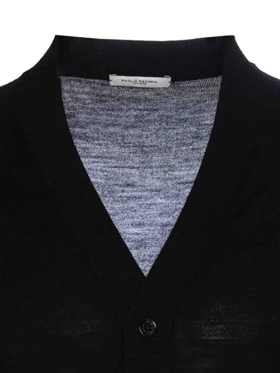 Paolo Pecora Black Cardigan In Negro