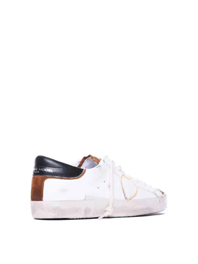 Philippe Model Prsx Low Vintage White Cognac Sneaker In Blanco