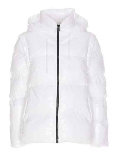 Pinko Indice Glossy Down Jacket In Blanco