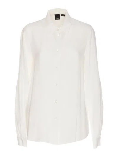 Pinko Collared Neck Long Sleeves Regular Collar Top In Blanco