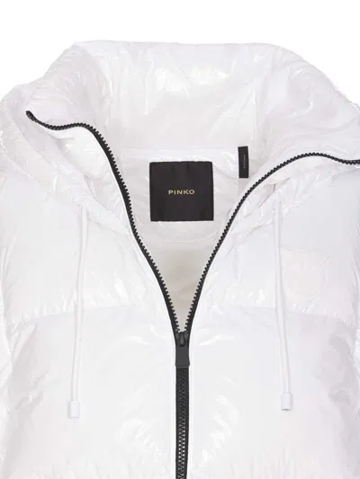 Pinko Indice Glossy Down Jacket In Blanco