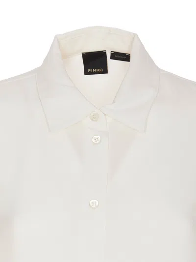 Pinko Collared Neck Long Sleeves Regular Collar Top In Blanco