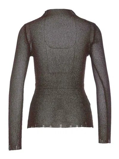 Pinko Semi-sheer Distressed Jumper In Marrón