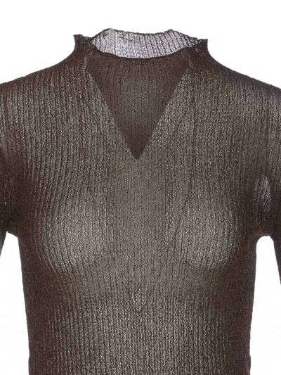 Pinko Semi-sheer Distressed Jumper In Marrón