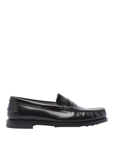 Tod's Leather Penny Strap Loafers In Marrón