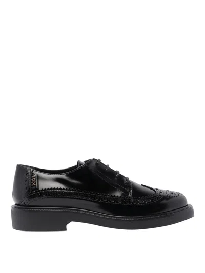 Tod's Lace-ups Leather Oxford Black In Negro
