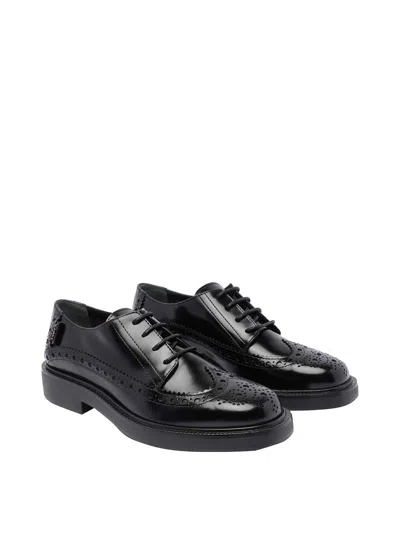 Tod's Lace-ups Leather Oxford Black In Negro