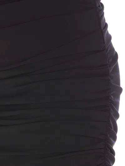Attico Long Dress Bow Detail In Negro