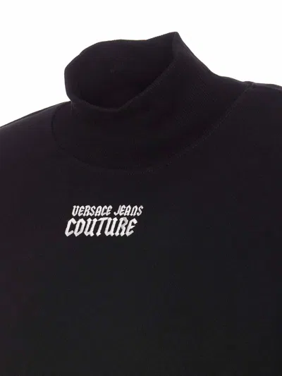 Versace Jeans Couture Bow Tie Embroidered Logo Sweatshirt In Black