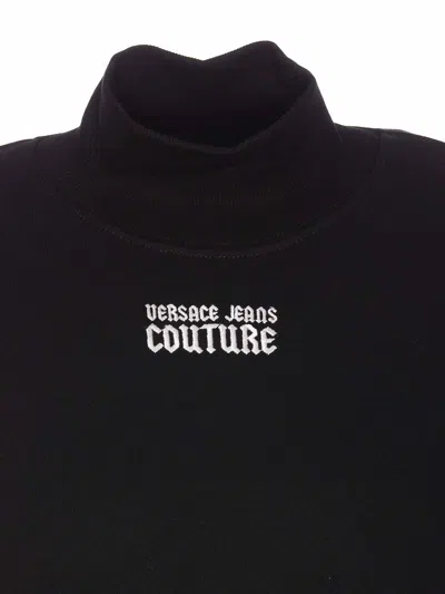 Versace Jeans Couture Bow Tie Embroidered Logo Sweatshirt In Black