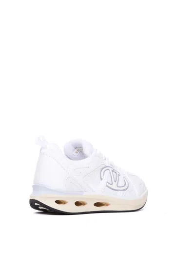 Valentino White Leather And Fabric Vlogo Easyjog Sneakers In Blanco