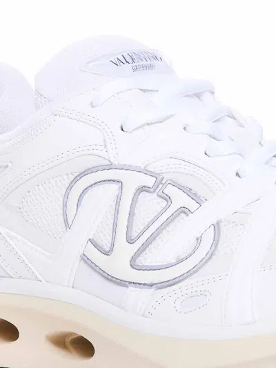 Valentino White Leather And Fabric Vlogo Easyjog Sneakers In Blanco