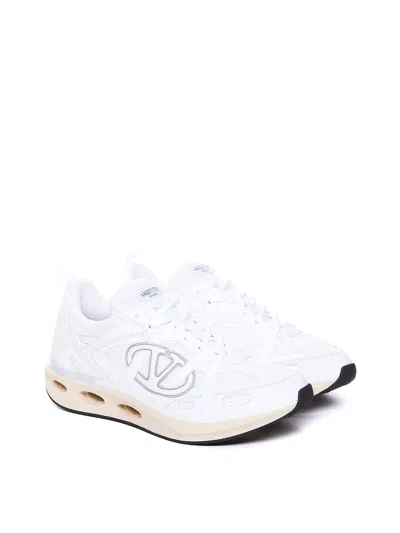 Valentino White Leather And Fabric Vlogo Easyjog Sneakers In Blanco