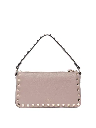 Valentino Small Rockstud Shoulder Bag In Color Carne Y Neutral