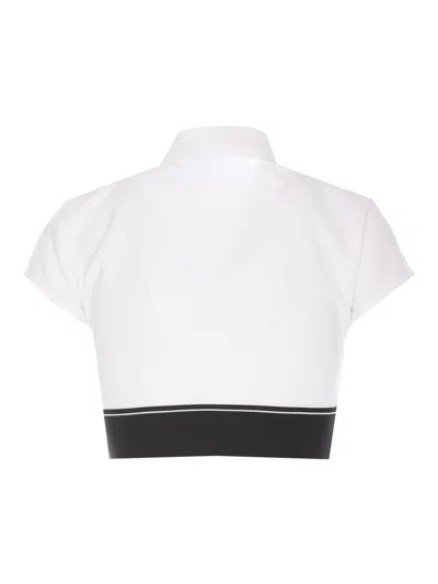 Shop Alexander Wang White Cropped Polo Top In Blanco