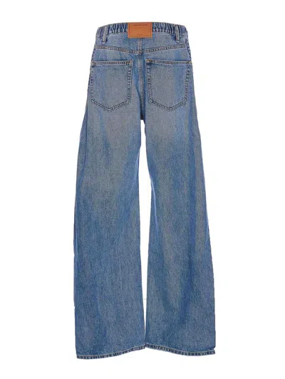 Alexander Wang Denim Balloon Logo Jeans In Azul