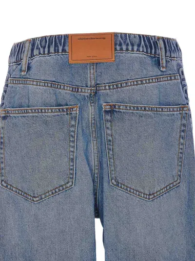 Alexander Wang Denim Balloon Logo Jeans In Azul