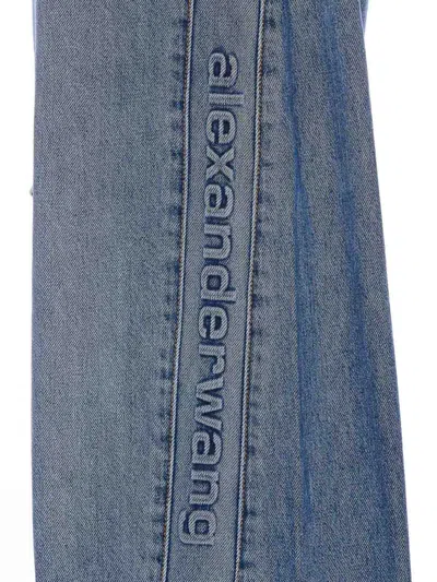 Alexander Wang Denim Balloon Logo Jeans In Azul