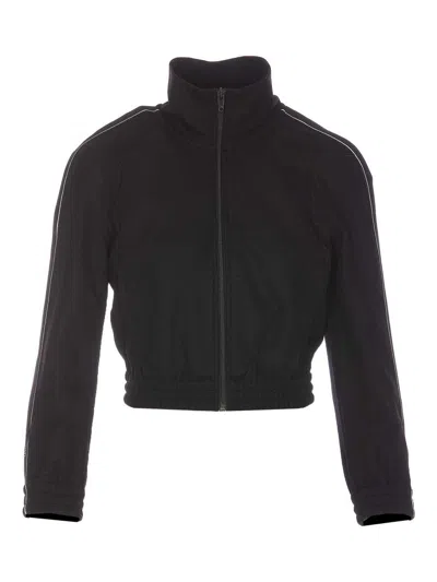Alexander Wang Cropped Track Jacket With Logo Tape In Negro