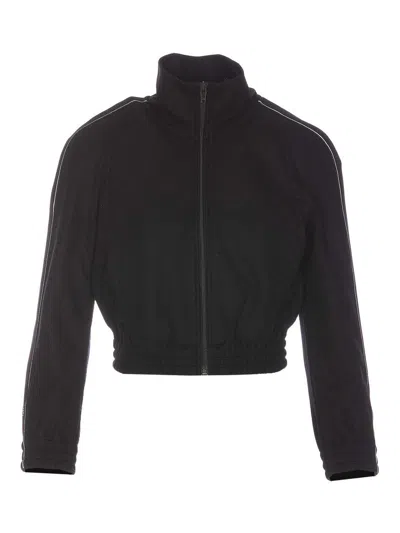 Alexander Wang Cropped Track Jacket With Logo Tape In Negro
