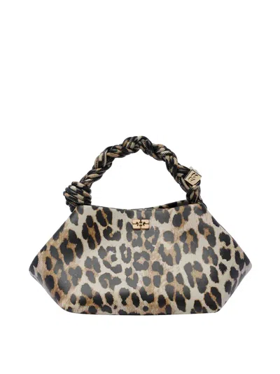 Ganni Bou Handbag With Leopard Print In Marrón